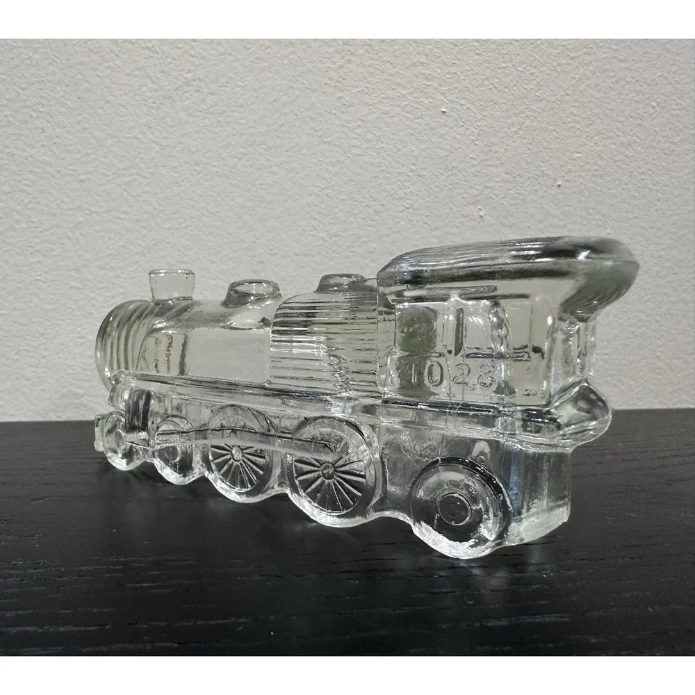 Locomotive Train Engine 1028 Vtg Figural Glass Candy Container 1940s Stough